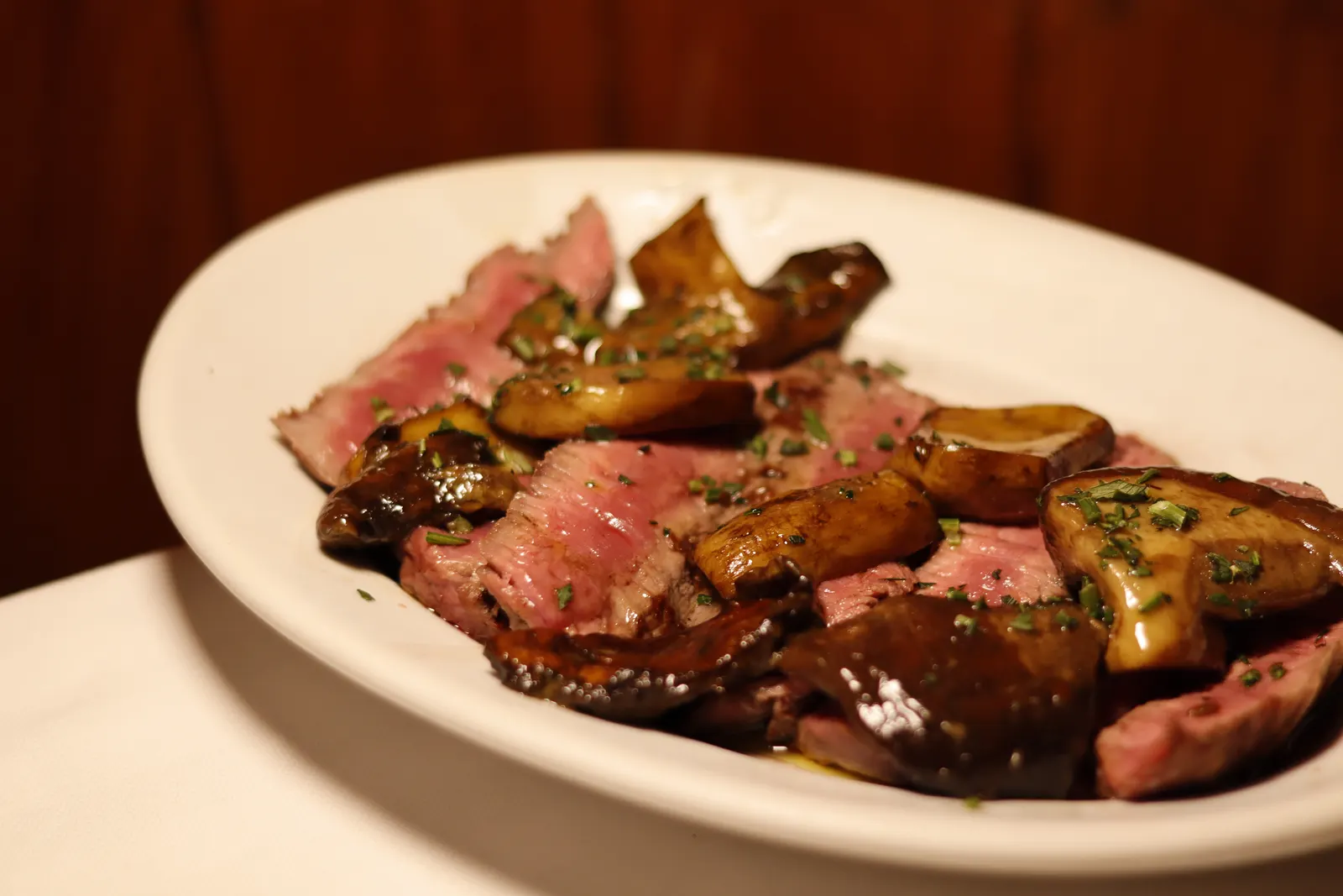 Sliced beef with porcini